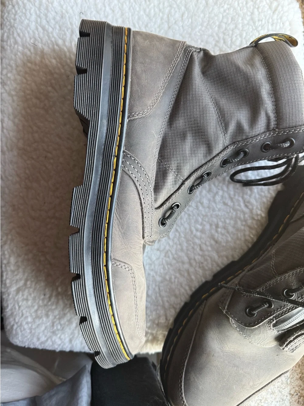 Dr. Martens Men's Combs Zip Boot in Gray with Yellow Stitching